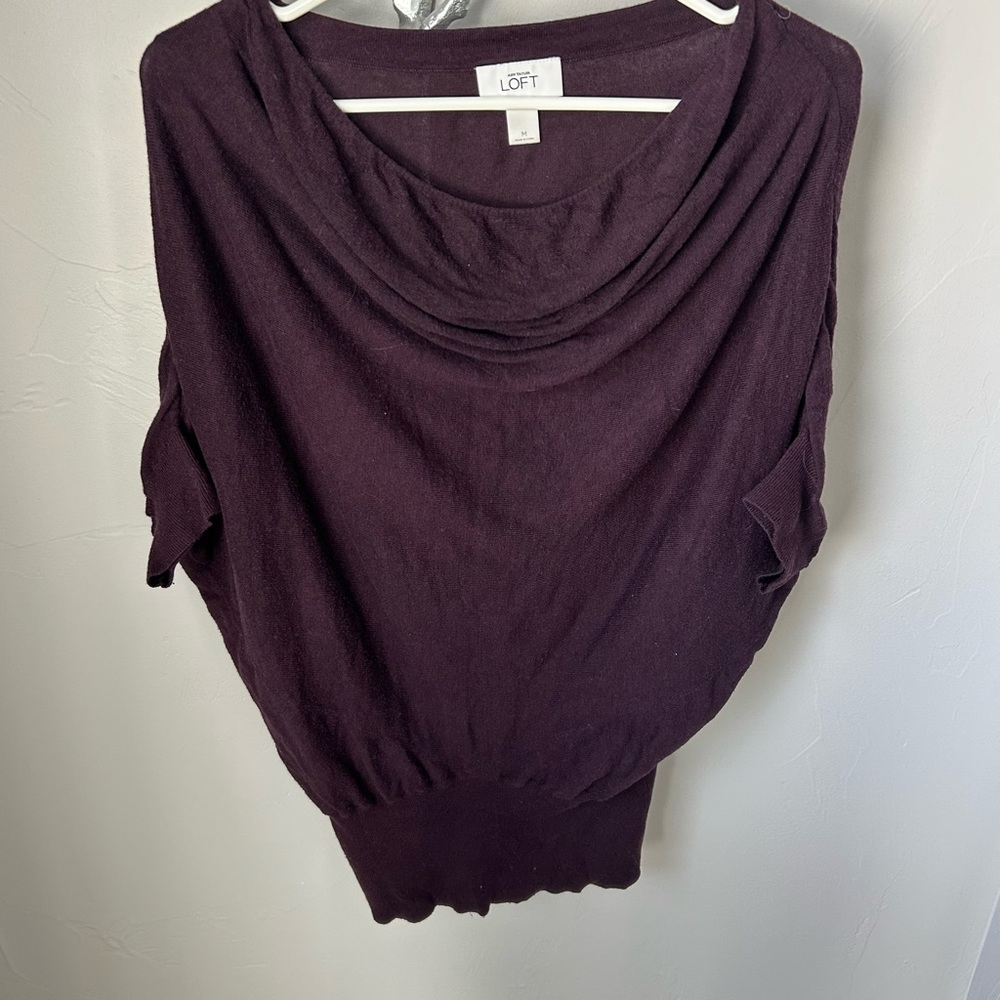 Ann Taylor LOFT purple cowl neck sweater size medium good condition